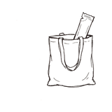 Hand-drawn tote bag with a Glow State sachet peeking out.