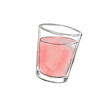 Step three: a glass of pink Glow State drink, ready to sip, hand-drawn.